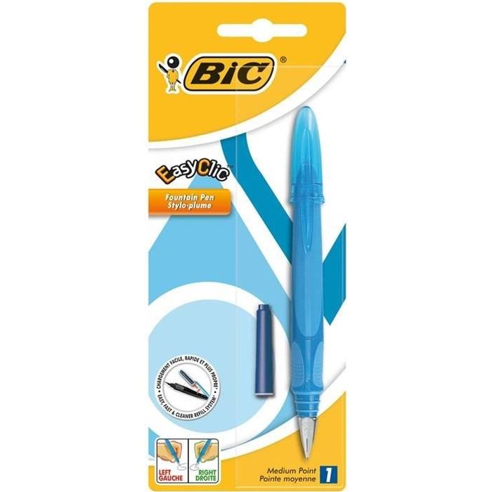 BIC EasyClic Standard Stylo-Plume - Corps Couleurs Assorties