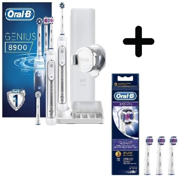 Pack Oral B 8900+ lot de 3 brossettes 3D White