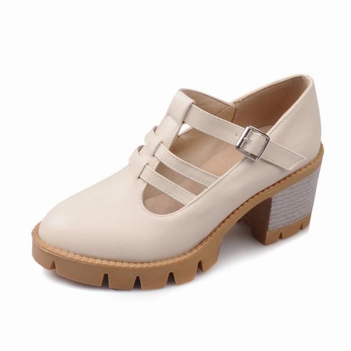 Élégante Plateforme Toutes En Les noir La Cuir beige 35 De Pu 43 Rose Femme Chaussures À Pointures 5RqRF