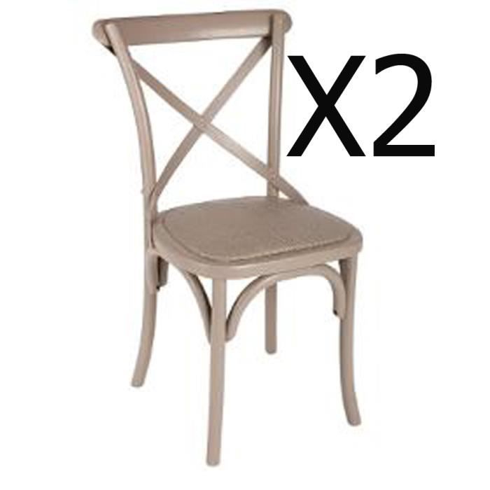 Lot de 2 chaises BISTROT coloris taupe - Dim : L. 50.5 x l ...