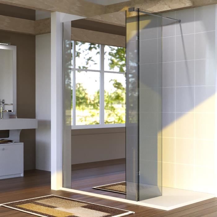CREAZUR Paroi de douche italienne fixe + Retour pivotant 40 cm Baya - 100 + 40 x 200 cm - Verre trempé 6 mm