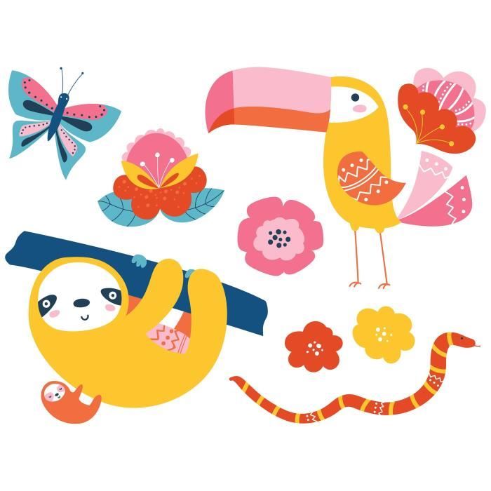 NAF NAF Stickers Jungle Animals Décoration Chambre Fille