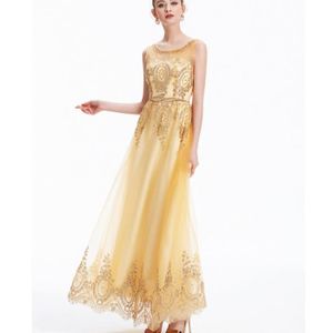 ROBE DE MARIÉE HUIXIN® Tulle Lace Robe de soirée en or musulman L