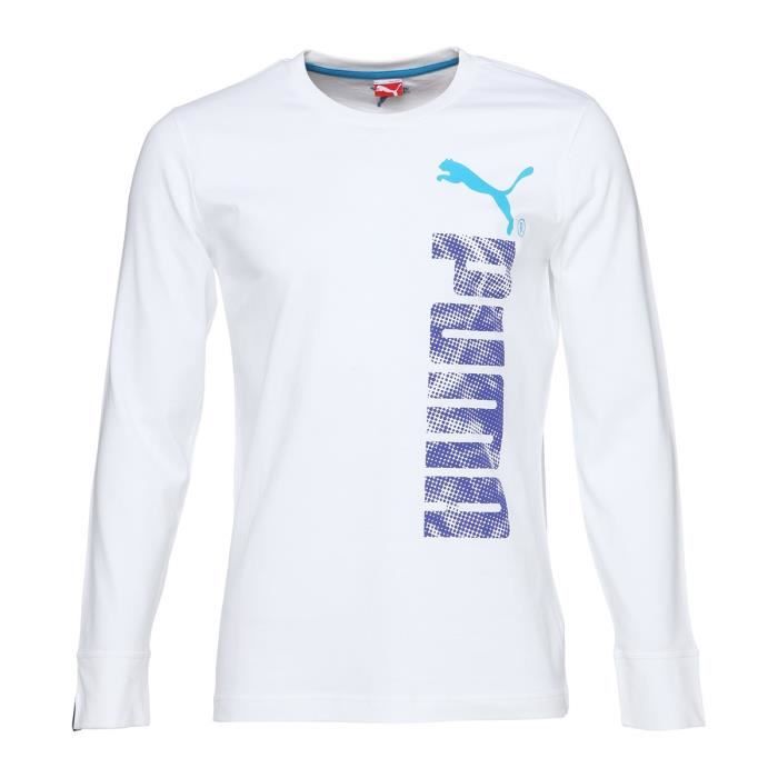 PUMA T-shirt Logo Graphic Manches longues - Homme - Blanc