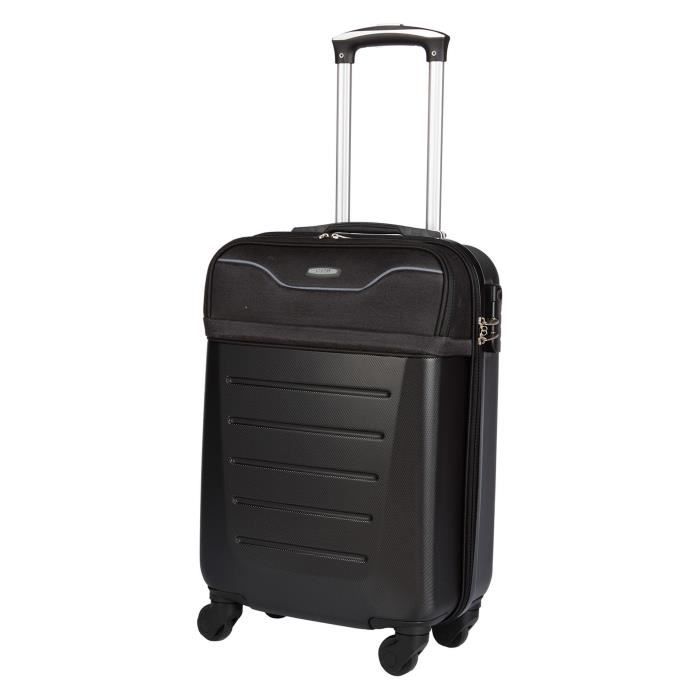 CDB Valise cabine low cost 4 roues 48 cm 70% ABS 30% polyester 600D Noir