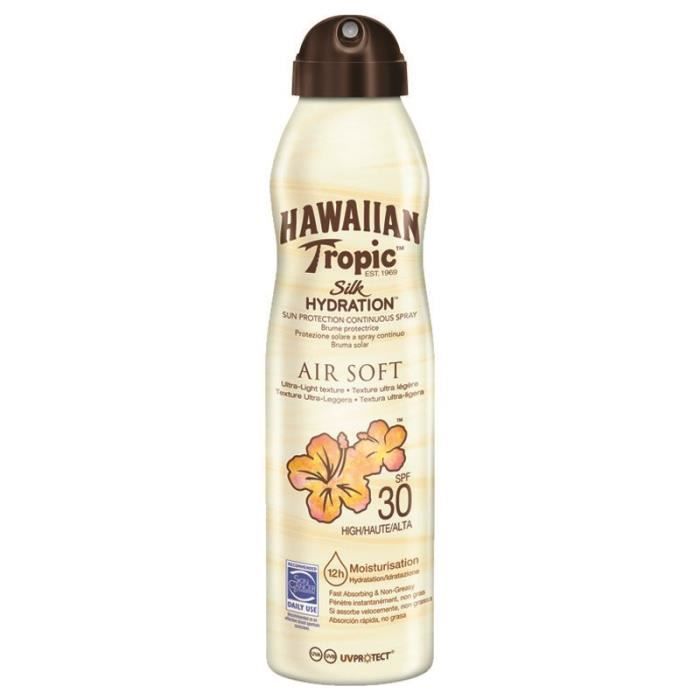 Creme solaire brume Air Soft SPF30 Hawaiian Tropic - le spray de 177 ml