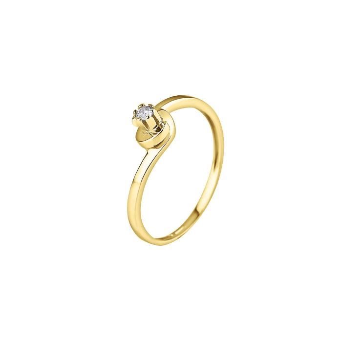 DIAMOND LANE Bague Solitaire Or Jaune 375° et Diamant Femme