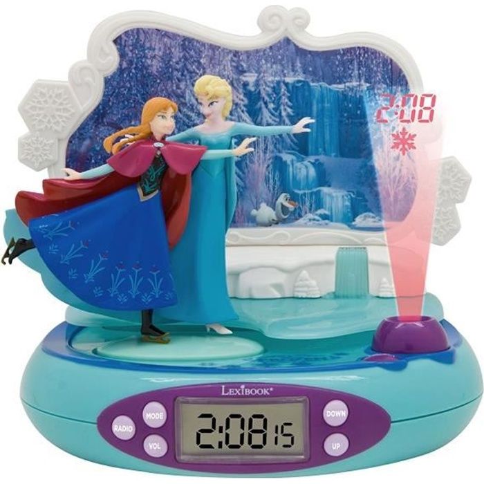 LEXIBOOK - LA REINE DES NEIGES - Radio Réveil Enfant avec Projections d'Images