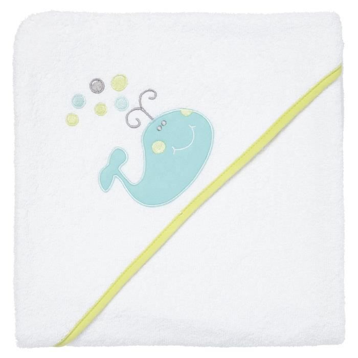 BABYCALIN Cape de bain Baleine - 100 x 100 cm