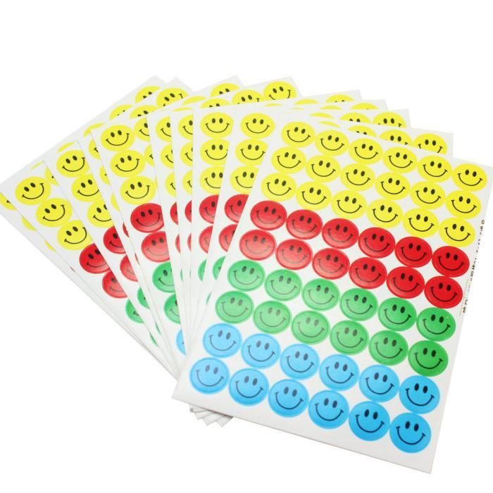 1200 Autocollants Smiley Enfant - Émotions Happy/Sad - 2,5 Cm - Pour Tableau Comportement École