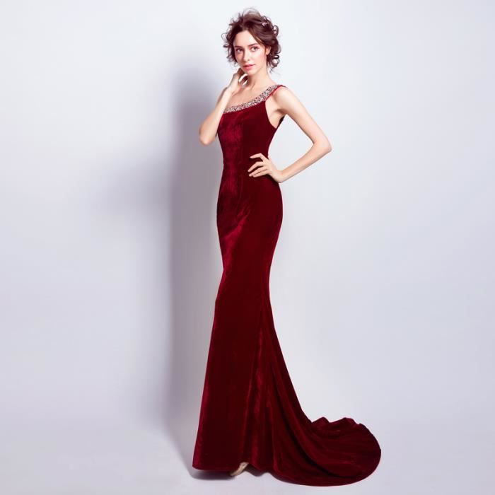 Robe Épaule Poisson Queue Nuptiale Soirée Vin Rouge De Sexy Une OPiTkuwXZ