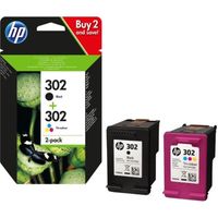 CARTOUCHE IMPRIMANTE HP 302 Pack de 2 cartouches d'encre Noir et Trois CARTOUCHE IMPRIMANTE HP 302 Pack de 2 cartouches d'encre Noir et Trois