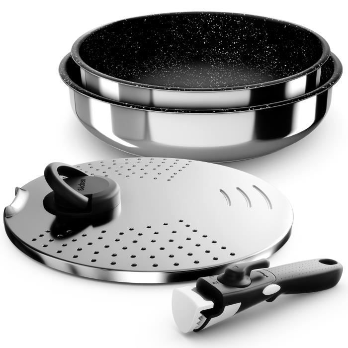 BACKEN Set de Poêles - Inox - 4 pièces - Tous feux dont induction