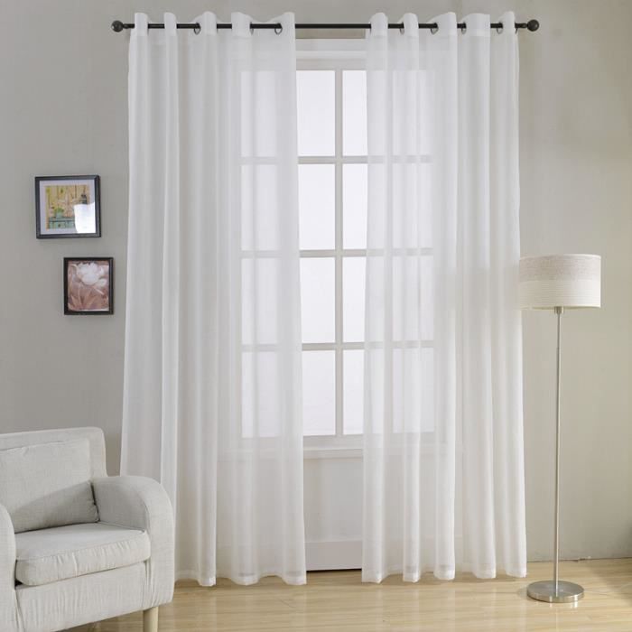 Lot de 2 Rideaux Voilages à Oeillets 140cmx160cm Blanc - Achat ... Lot de 2 Rideaux Voilages à Oeillets 140cmx160cm Blanc - Achat ...