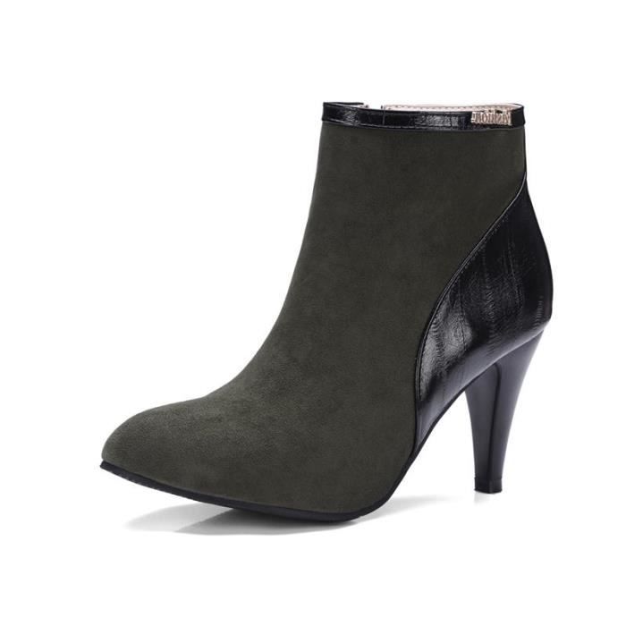 Séduisante Chic noir Nouveau Vitalité Soleil Young Simple vert Femme Individualité Solide Tempérament Gris Bottine WvqBwxUza