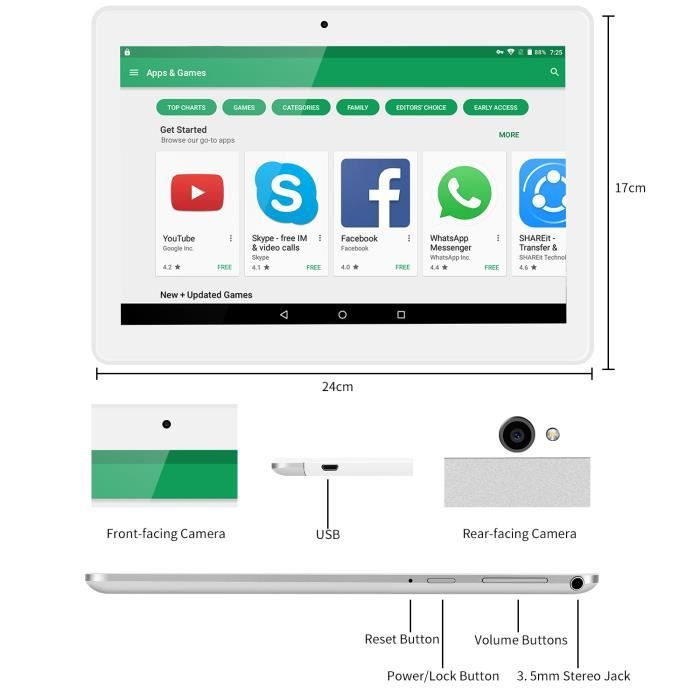 Tablette tactile 4G - Android 5.1 Tablette - 10.1"IPS3