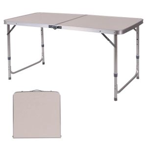 KingCamp Table Pliante en Bambou /à Hauteur r/églable avec rev/êtement Anti-UV pour 4 /à 6 Personnes Bureau 120 /× 80 cm, 120 /× 70 cm, 100 /× 72 cm