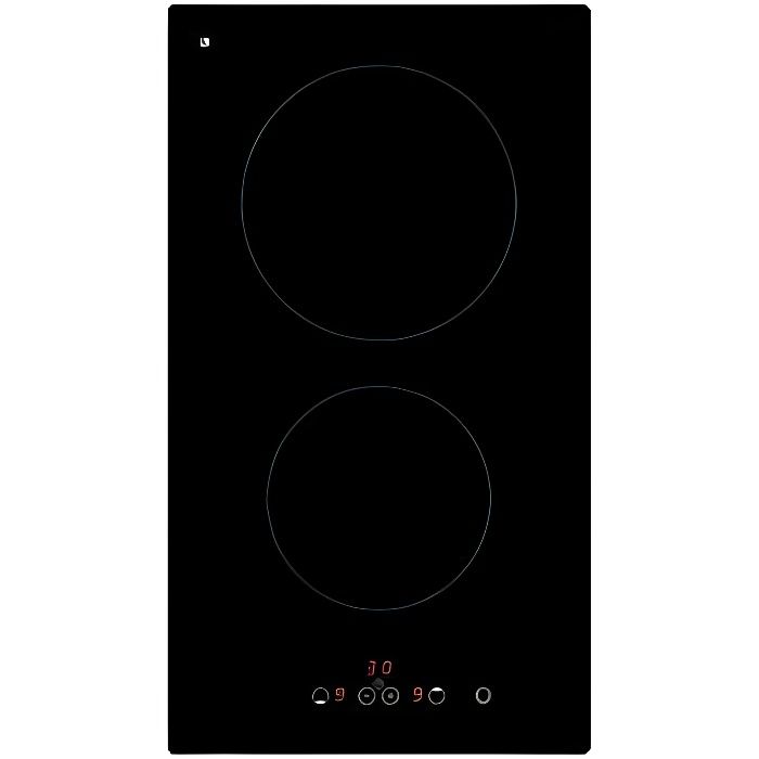 HUDSON DOS-T 320N - Table de cuisson vitrocéramique domino - 2 zones - L 30 cm - 3000 W - Revêtement verre - Noir