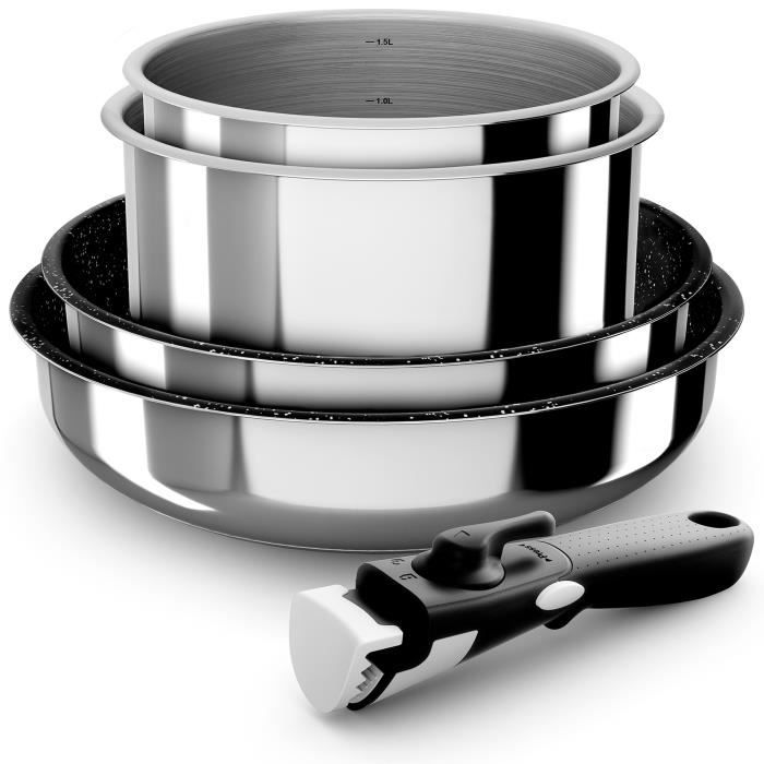 BACKEN Set de batteries de cuisine - Inox - 5 pièces - Tous feux dont induction