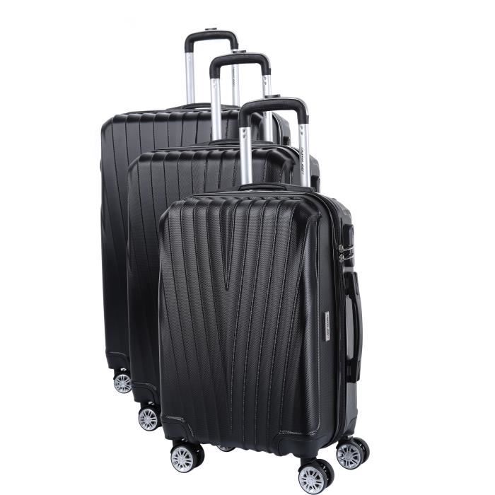 ELSON Set de 3 Valises 8 roues S/M/L Noir