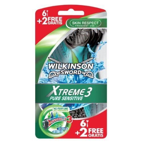 Wilkinson Xtreme 3 Pure Sensitive 8 Rasoirs Jetables