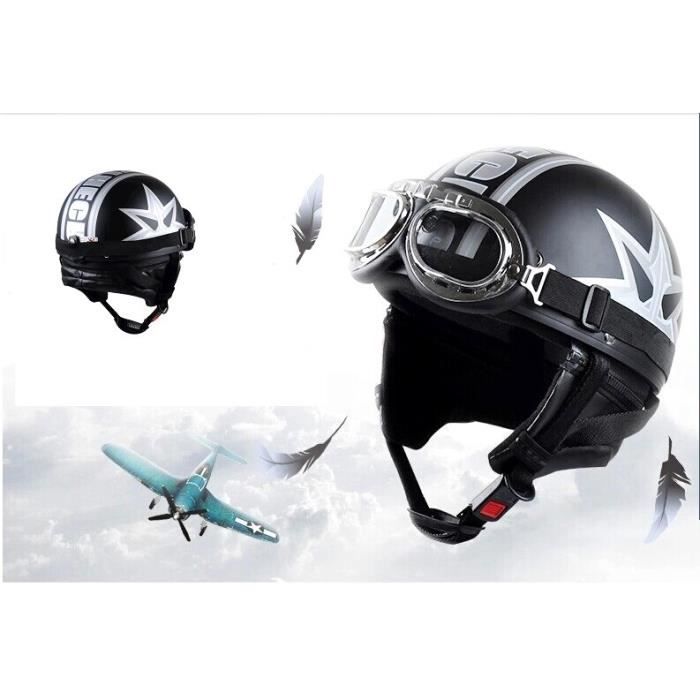 Casque Bol Moto Scooter Vespa Harle Vintage Lunettes