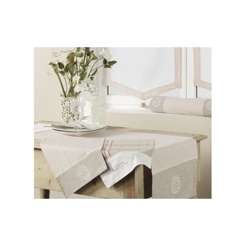 ET SET DE TABLE 2 Sets de Table en Coton Brodé Naturel 33 x 48 cm