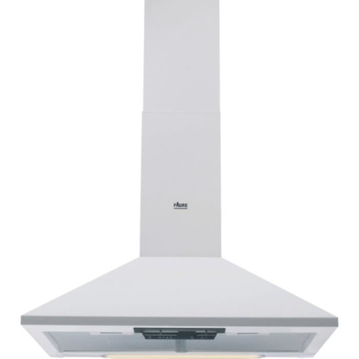 FAURE FHC60131W - Hotte décorative murale par recyclage - 185 m3/h - 45dB - 3 vitesses - L60cm - Blanc