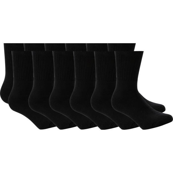 ATHLI-TECH Lot de 12 Paires Chaussettes Tennis - Homme - Noir