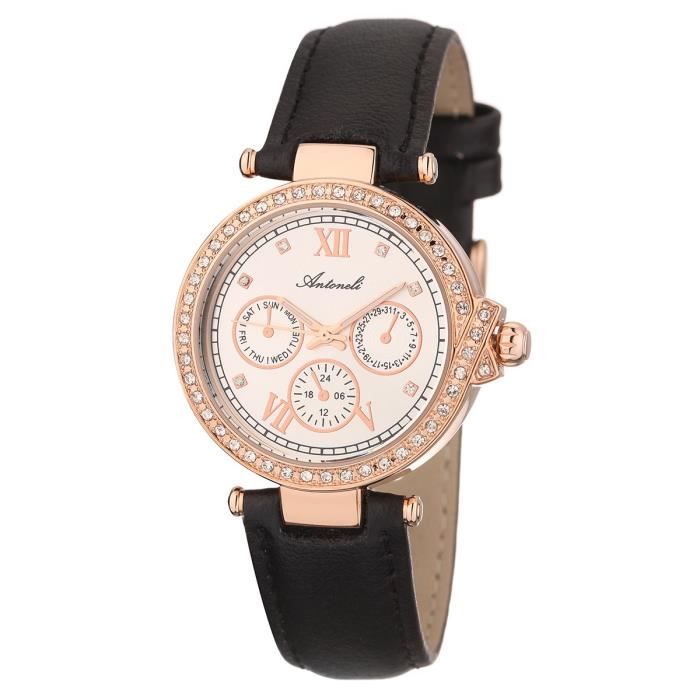 ANTONELI Montre Quartz Bracelet en Cuir Femme