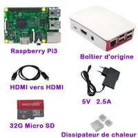 CARTE MÈRE Raspberry Pi 3 Model B 1GB RAM+boîtier blanc d'ori CARTE MÈRE Raspberry Pi 3 Model B 1GB RAM+boîtier blanc d'ori