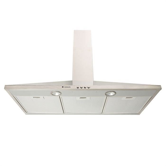 HUDSON HHDM90 - Hotte décorative - Evacuation et recyclage - 450 m3-h - 48 dB - 3 vitesses - Larg 90cm - Inox