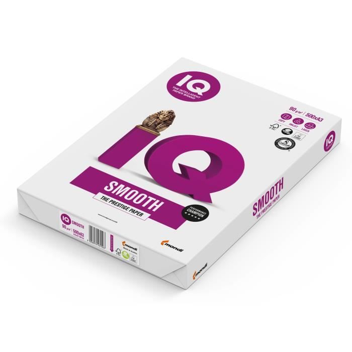 iq smooth ramette papier extra blanc a3 - 500 feuilles - 90g/m²
