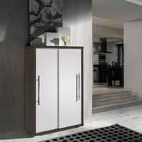 MEUBLE À CHAUSSURES Armoire à chaussures Chêne foncé-Blanc MEUBLE À CHAUSSURES Armoire à chaussures Chêne foncé-Blanc