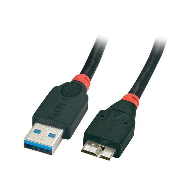 LINDY Câble USB 3.0 type A / micro B - 1m - Noir
