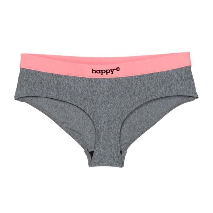 HAPPY AND SO Boxer Ceinture - Femme - Gris et Orange clair