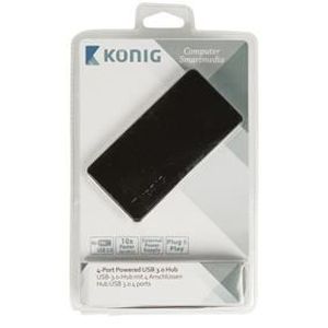 KONIG Hub USB 3.0 - 4 Ports - Alimentation externe - Noir