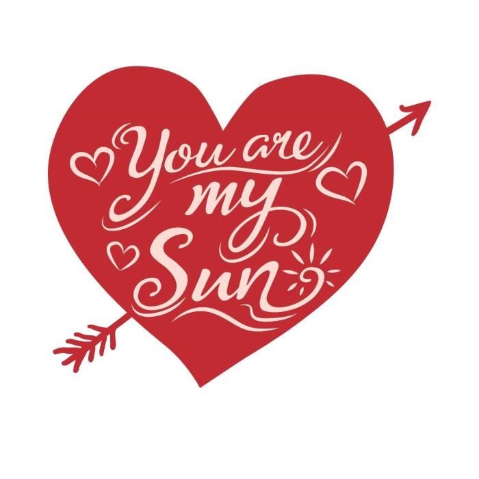Stickers adhésif mural You are my sun heart - Rouge - 36x30cm