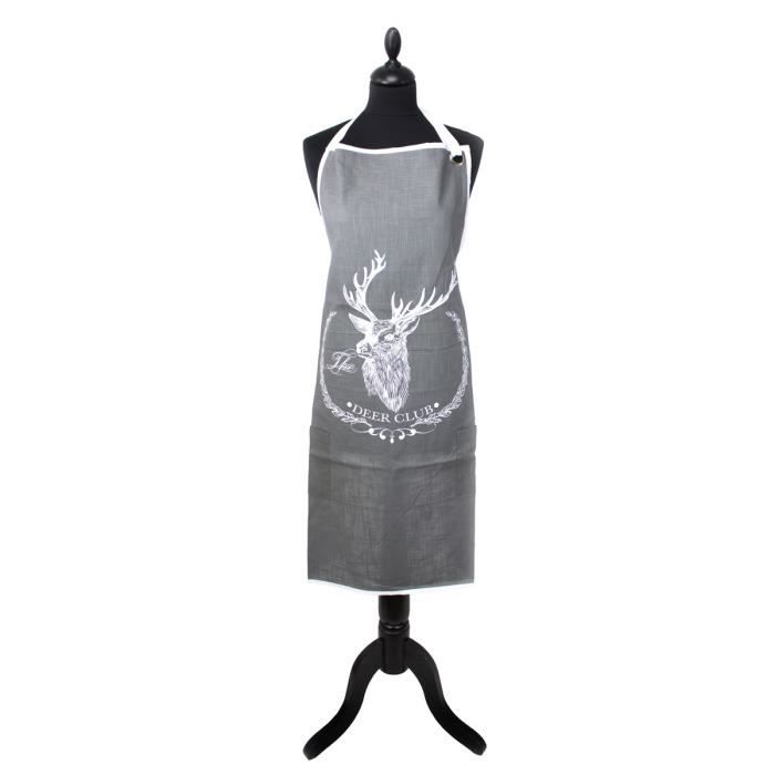 MARLENE BACKER Tablier Karl 100% coton 60x90 cm gris
