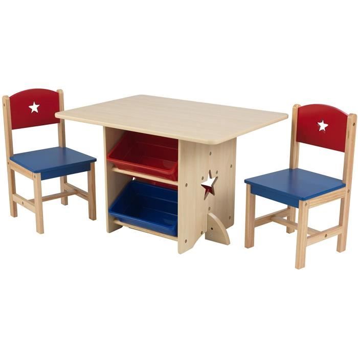KIDKRAFT - Table et 2 chaises enfant en bois étoile