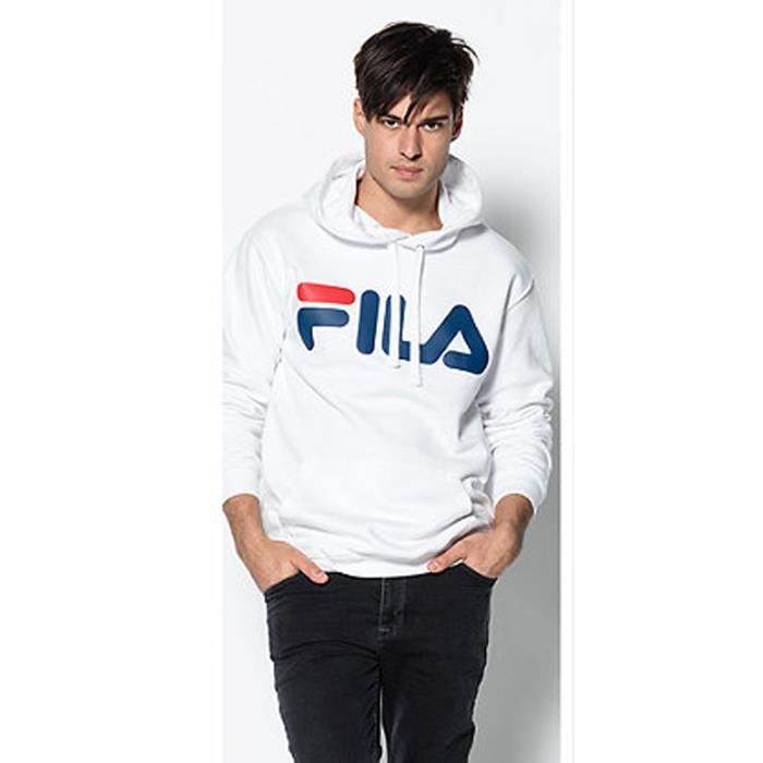 FILA Sweat à capuche Classic Logo - Mixte - Blanc