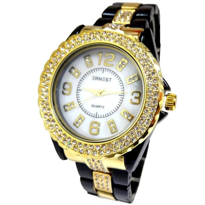 SHARPHY Montre femme luxe cadran carré cristal étanche bracelet en