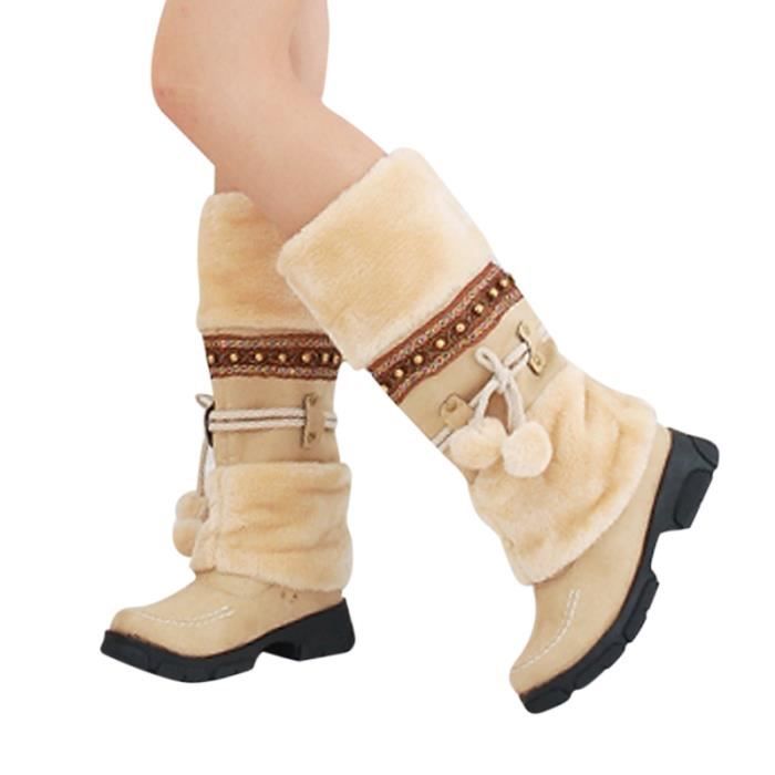 Femme beige Styl Grand Marron Fille Neige De En Bottines Hee noir TSanfqn