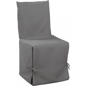 DOUCEUR d'INTERIEUR Housse de chaise unie à nouettes 50x50x50 cm Essentiel gris DOUCEUR d'INTERIEUR Housse de chaise unie à nouettes 50x50x50 cm Essentiel gris