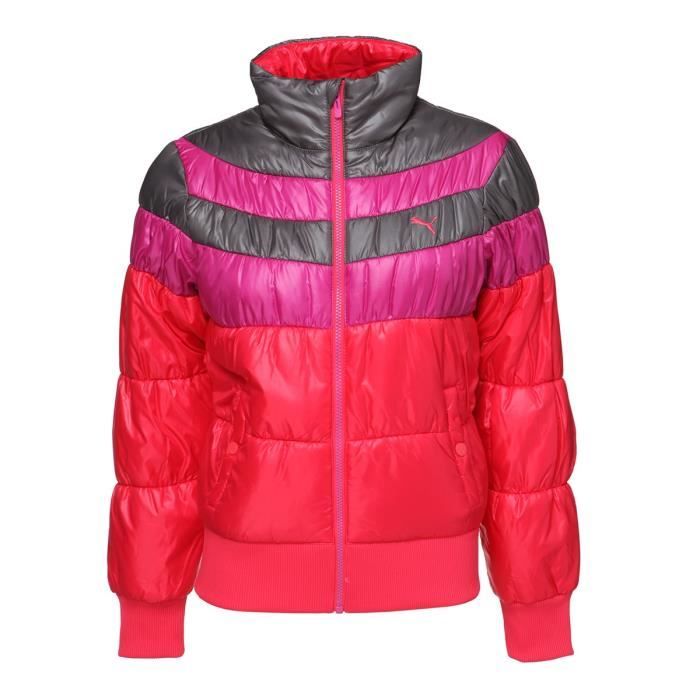 PUMA Veste Matelassée Colorblock - Femme - Rouge, rose et gris