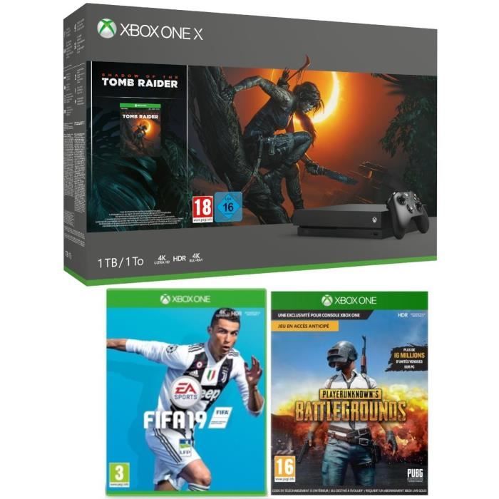 Xbox One X 1 To Shadow of The tomb Raider + Fifa 19 + PUBG