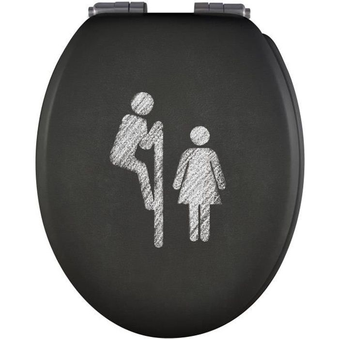 GELCO DESIGN Abattant WC - Charnières métal chromé - Déclipsable - Motif oups - Gris