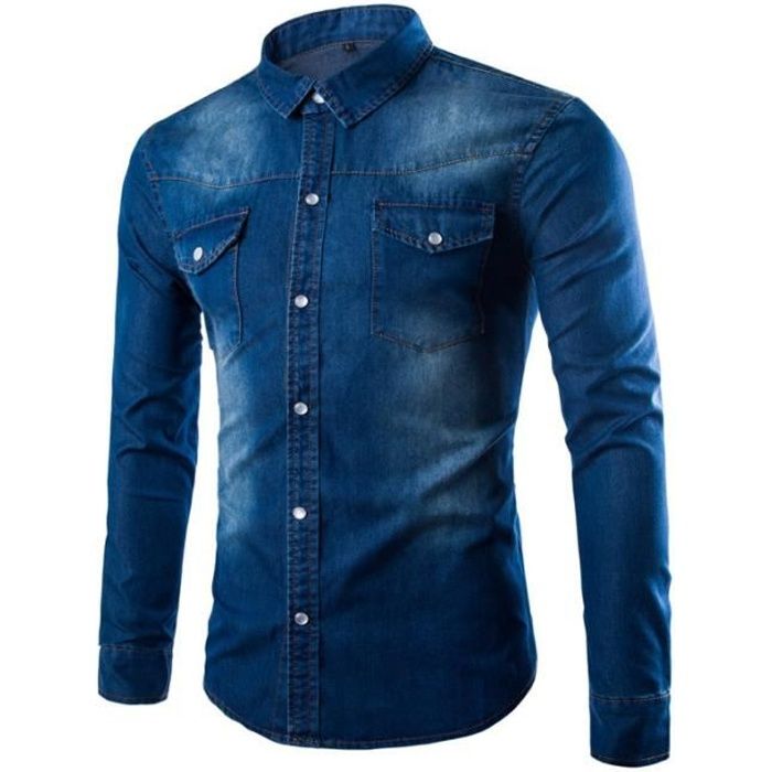 acheter chemise jean homme,chemise jean bleu grande taille homme