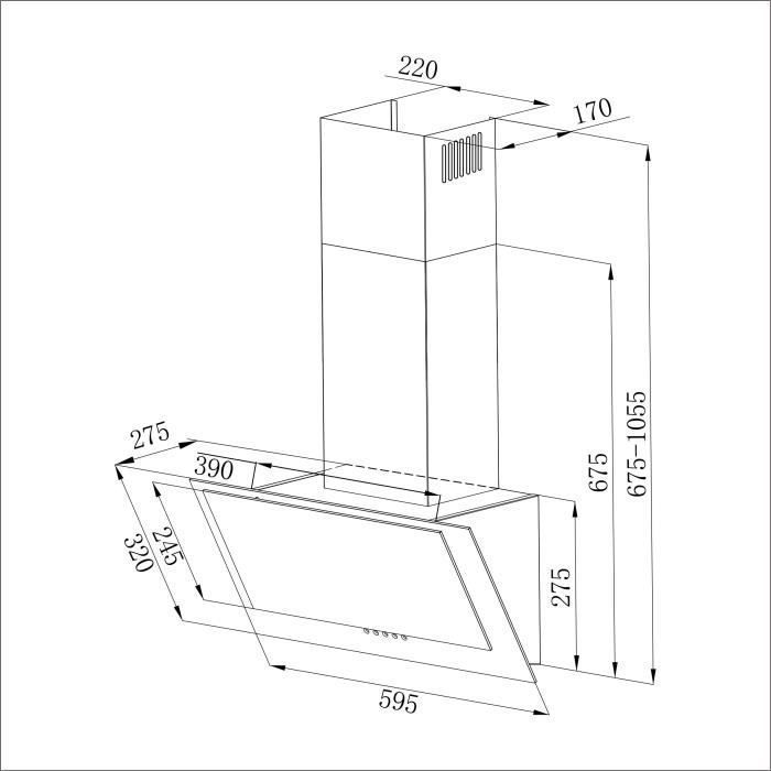  Hotte aspirante 60cm inclinée >380m³/h3