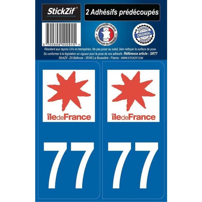 STICKZIF 2 Autocollants Région Département 77 SR77